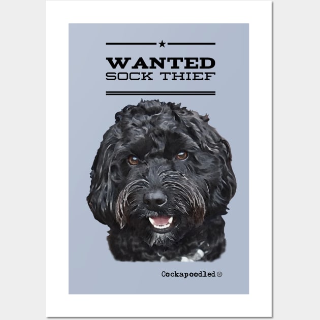 Cockapoo / Doodle Dog Sock Thief Wall Art by WoofnDoodle 